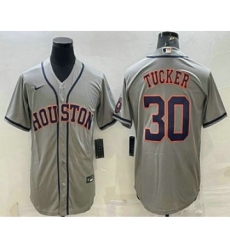 Men's Houston Astros #30 Kyle Tucker Grey With Patch Stitched MLB Cool Base Nike Jersey