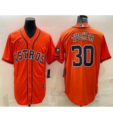 Men's Houston Astros #30 Kyle Tucker Orange With Patch Stitched MLB Cool Base Nike Jersey