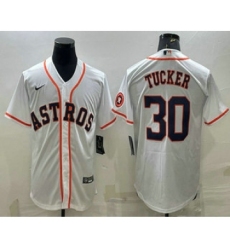 Men's Houston Astros #30 Kyle Tucker White With Patch Stitched MLB Cool Base Nike Jersey