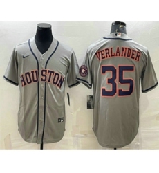 Men's Houston Astros #35 Justin Verlander Grey With Patch Stitched MLB Cool Base Nike Jersey