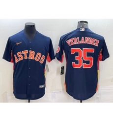 Men's Houston Astros #35 Justin Verlander Navy Blue With Patch Stitched MLB Cool Base Nike Jersey