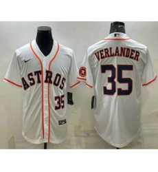 Men's Houston Astros #35 Justin Verlander Number White With Patch Stitched MLB Cool Base Nike Jersey