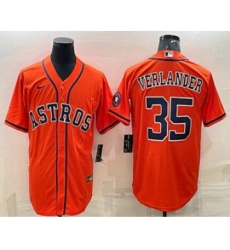 Men's Houston Astros #35 Justin Verlander Orange With Patch Stitched MLB Cool Base Nike Jersey