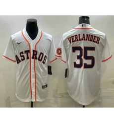 Men's Houston Astros #35 Justin Verlander White With Patch Stitched MLB Cool Base Nike Jersey