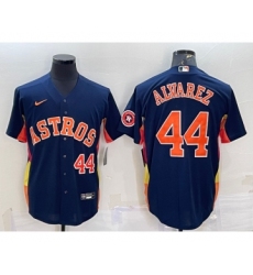 Men's Houston Astros #44 Yordan Alvarez Number Navy Blue With Patch Stitched MLB Cool Base Nike Jersey