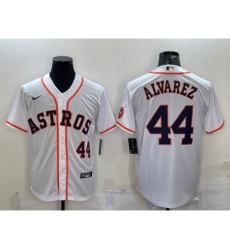 Men's Houston Astros #44 Yordan Alvarez Number White With Patch Stitched MLB Cool Base Nike Jersey