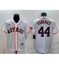 Men's Houston Astros #44 Yordan Alvarez White With Patch Stitched MLB Cool Base Nike Jersey