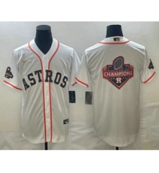 Men's Houston Astros Big Logo 2023 White Gold World Serise Champions Cool Base Stitched Jersey