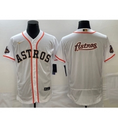 Men's Houston Astros Big Logo 2023 White Gold World Serise Champions Flex Base Stitched Jersey1