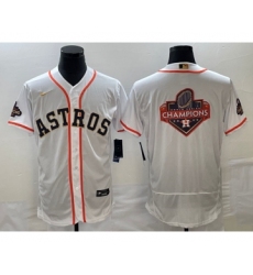 Men's Houston Astros Big Logo 2023 White Gold World Serise Champions Flex Base Stitched Jersey