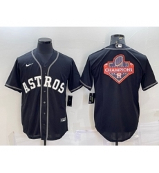 Men's Houston Astros Black Champions Big Logo Stitched MLB Cool Base Nike Jersey