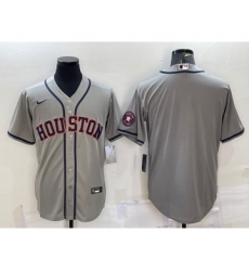 Men's Houston Astros Blank Grey With Patch Stitched MLB Cool Base Nike Jersey