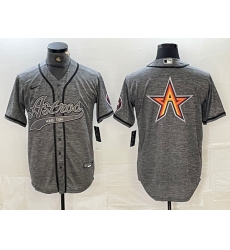 Men's Houston Astros Gray Team Big Logo With Cool Base Stitched Baseball Jersey