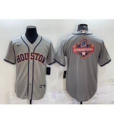 Men's Houston Astros Grey Champions Big Logo Stitched MLB Cool Base Nike Jersey