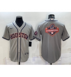 Men's Houston Astros Grey Champions Big Logo With Patch Stitched MLB Cool Base Nike Jersey