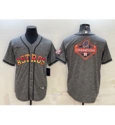 Men's Houston Astros Grey Gridiron Team Big Logo Cool Base Stitched Baseball Jersey