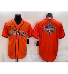 Men's Houston Astros Orange Champions Big Logo Stitched MLB Cool Base Nike Jersey