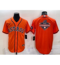 Men's Houston Astros Orange Champions Big Logo With Patch Stitched MLB Cool Base Nike Jersey