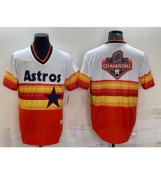 Men's Houston Astros Orange Rainbow Cooperstown Champions Big Logo Stitched MLB Cool Base Nike Jersey