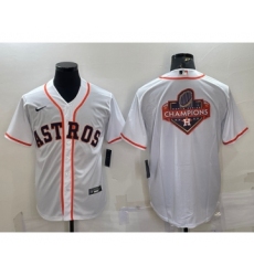 Men's Houston Astros White Champions Big Logo Stitched MLB Cool Base Nike Jersey