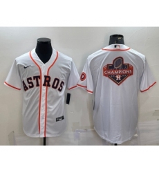 Men's Houston Astros White Champions Big Logo With Patch Stitched MLB Cool Base Nike Jersey