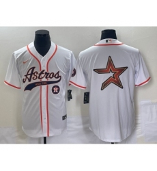 Men's Houston Astros White Team Big Logo Cool Base Stitched Baseball Jersey1