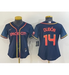 Women's Houston Astros #14 Mauricio Dubon 2022 Navy Blue City Connect Cool Base Stitched Jersey