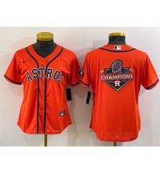 Women's Houston Astros Orange Champions Big Logo With Patch Stitched MLB Cool Base Nike Jersey