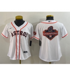 Women's Houston Astros White Champions Big Logo With Patch Stitched MLB Cool Base Nike Jersey