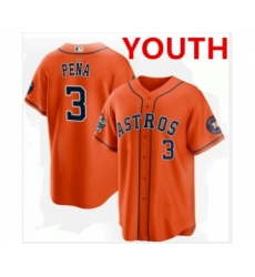 Youth Houston Astros #3 Jeremy Peña Orange 2022 World Series Home Stitched Baseball Jersey