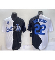 Men's Los Angeles Dodgers #22 Bad Bunny White Black 2022 Celebrity Softball Game Cool Base Jersey