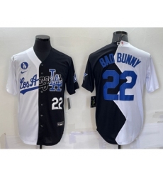 Men's Los Angeles Dodgers #22 Bad Bunny White Black Number 2022 Celebrity Softball Game Cool Base Jerseys