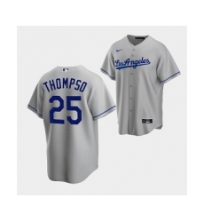 Men's Los Angeles Dodgers #25 Trayce Thompson Gray Cool Base Stitched Baseball Jersey