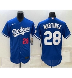 Men's Los Angeles Dodgers #28 JD Martinez Number Blue Stitched MLB Flex Base Nike Jersey