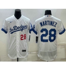 Men's Los Angeles Dodgers #28 JD Martinez Number White 2022 City Connect Flex Base Stitched Jersey