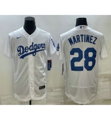 Men's Los Angeles Dodgers #28 JD Martinez White Flex Base Stitched Baseball Jersey