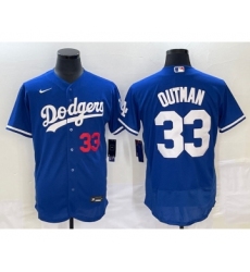 Men's Los Angeles Dodgers #33 James Outman Blue Flex Base Stitched Baseball Jersey