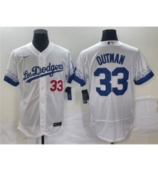 Men's Los Angeles Dodgers #33 James Outman White City Connect Flex Base Stitched Baseball Jersey