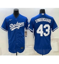 Men's Los Angeles Dodgers #43 Noah Syndergaard Blue Stitched MLB Flex Base Nike Jersey