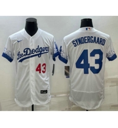 Men's Los Angeles Dodgers #43 Noah Syndergaard Number White 2022 City Connect Flex Base Stitched Jersey