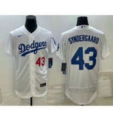 Men's Los Angeles Dodgers #43 Noah Syndergaard Number White Flex Base Stitched Baseball Jersey