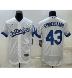 Men's Los Angeles Dodgers #43 Noah Syndergaard White 2022 City Connect Flex Base Stitched Jersey