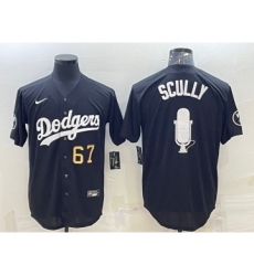 Men's Los Angeles Dodgers #67 Vin Scully Black Gold Big Logo With Vin Scully Patch Stitched Jersey