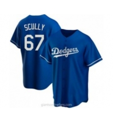 Men's Los Angeles Dodgers #67 Vin Scully Blue Stitched MLB Cool Base Nike Jerse