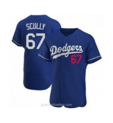 Men's Los Angeles Dodgers #67 Vin Scully Blue Stitched MLB Flex Base Nike Jersey