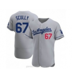 Men's Los Angeles Dodgers #67 Vin Scully Gray Stitched MLB Flex Base Nike Jersey