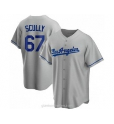 Men's Los Angeles Dodgers #67 Vin Scully Grey With Los Stitched MLB Cool Base Nike Jersey