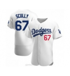 Men's Los Angeles Dodgers #67 Vin Scully White Stitched MLB Flex Base Nike Jersey