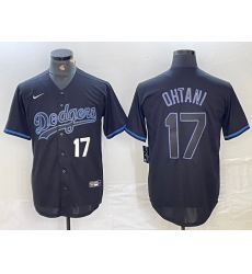 Men's Los Angeles Dodgers #17 Shohei Ohtani Number Lights Out Black Fashion Stitched Cool Base Jersey