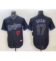 Men's Los Angeles Dodgers #17 Shohei Ohtani Number Lights Out Black Fashion Stitched Cool Base Nike Jersey